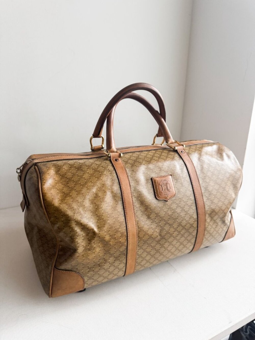 Vintage Celine Coated Canvas Duffle Travel Bag - Picture 2 of 13